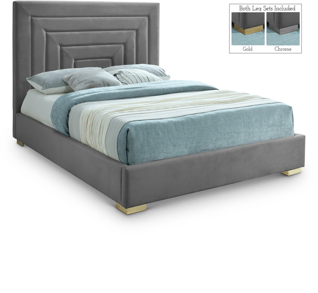 Nora Grey Velvet Full Bed