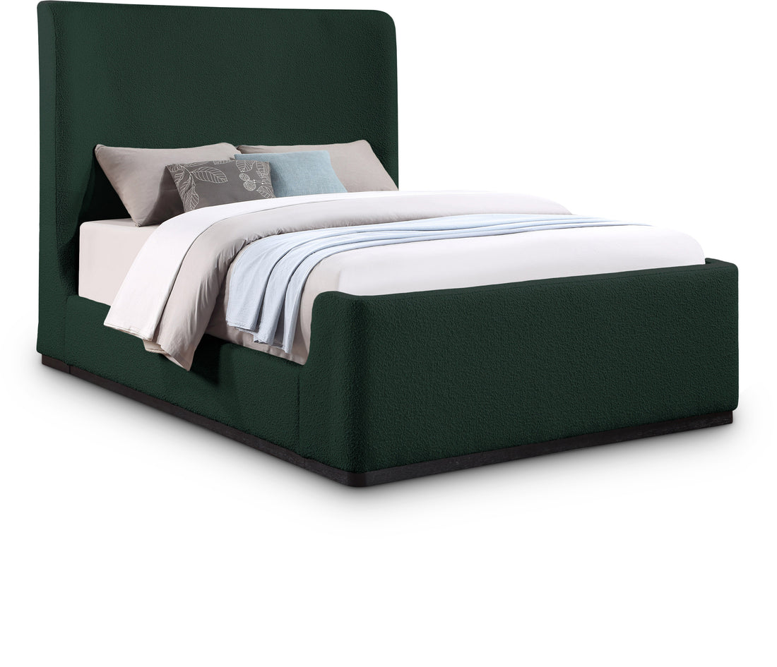 Oliver Green Boucle Fabric King Bed (3 Boxes)