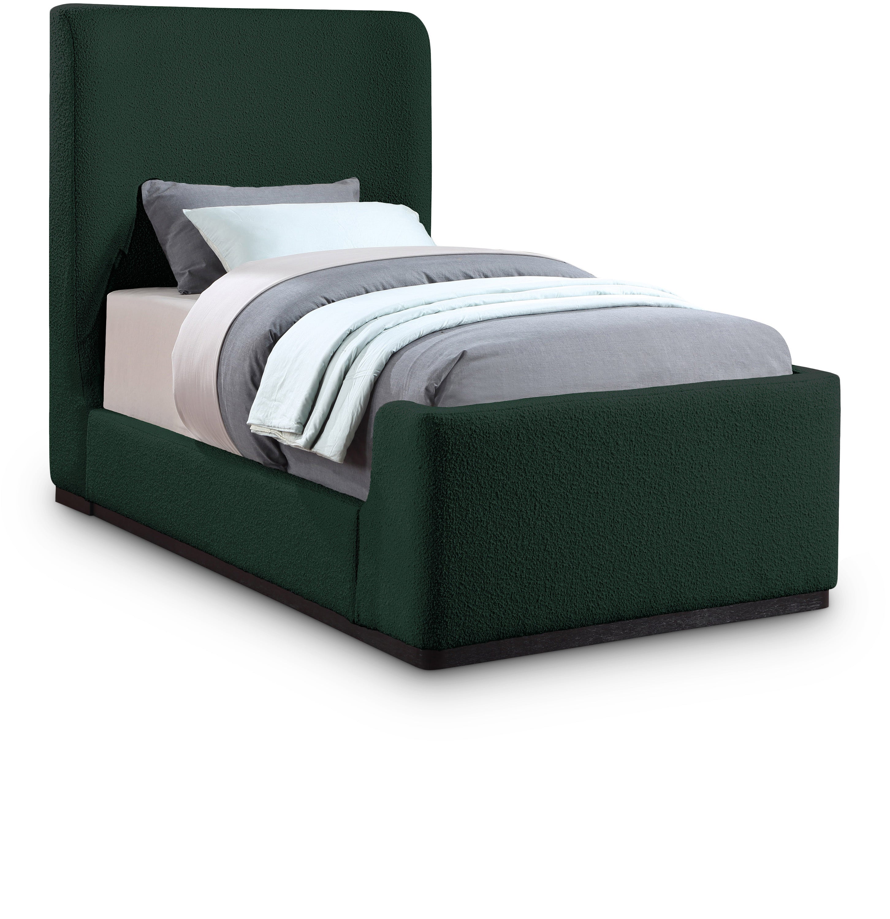 Oliver Green Boucle Fabric Twin Bed (3 Boxes)