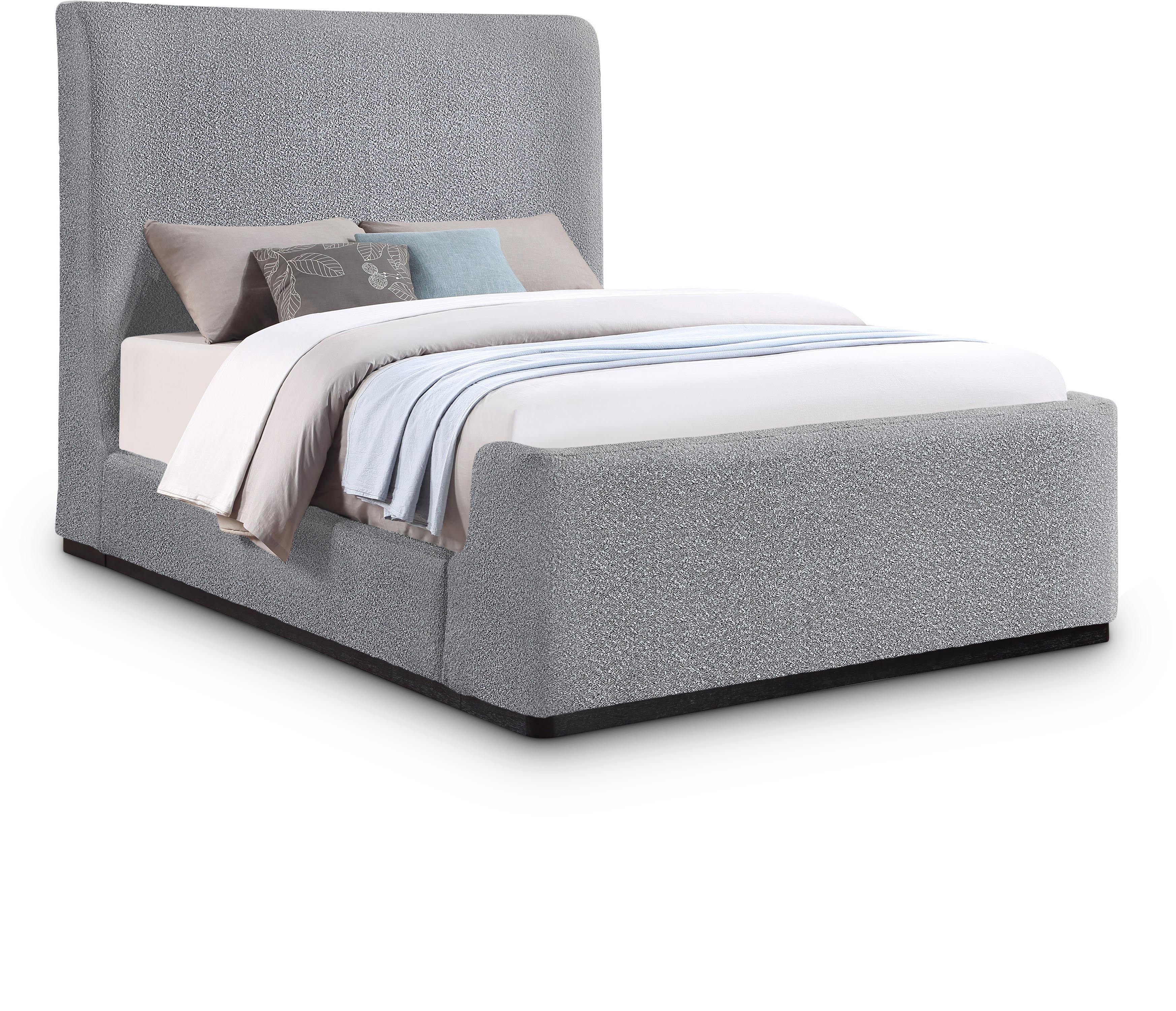 Oliver Grey Boucle Fabric King Bed (3 Boxes)