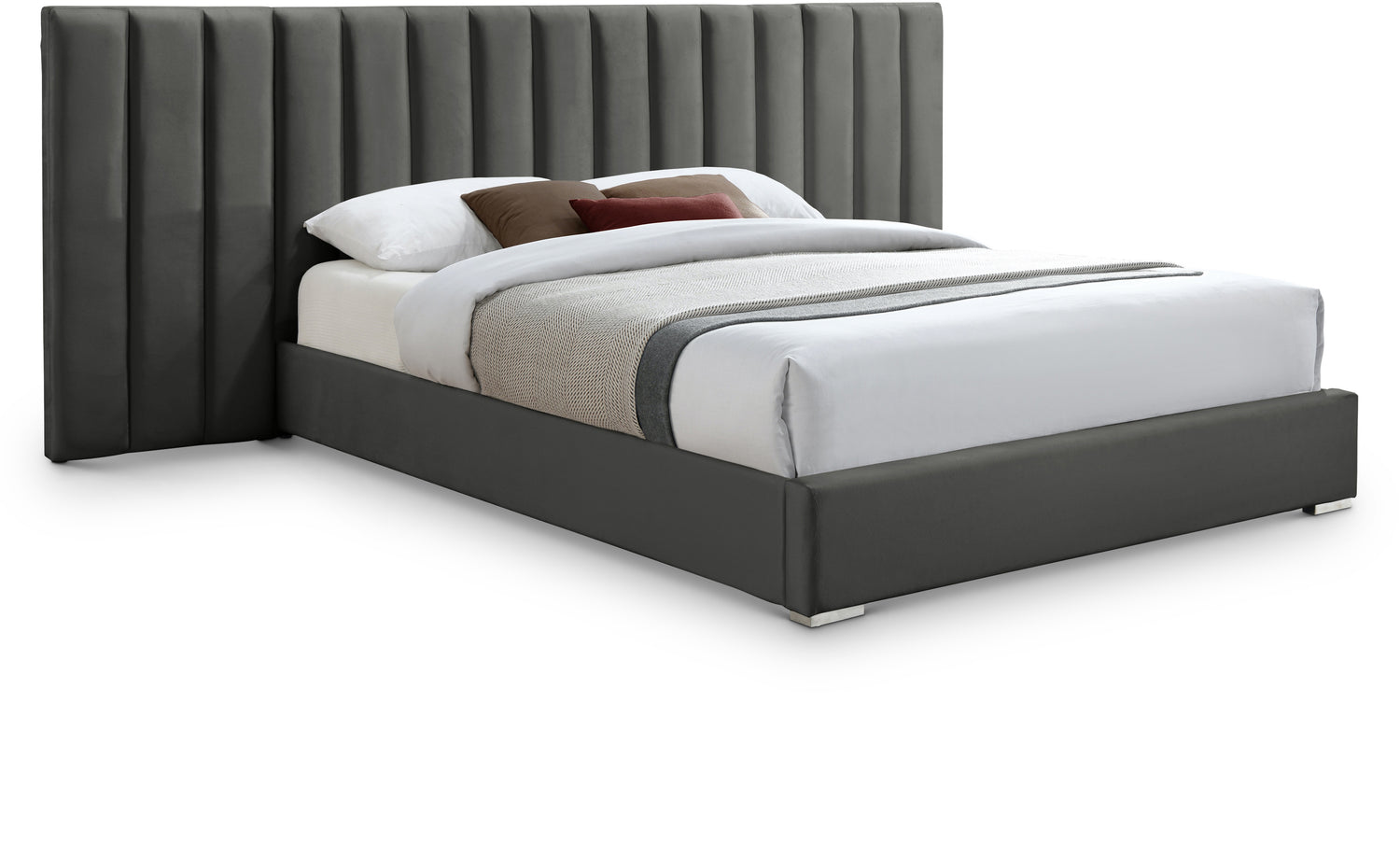 Pablo Grey Velvet King Bed