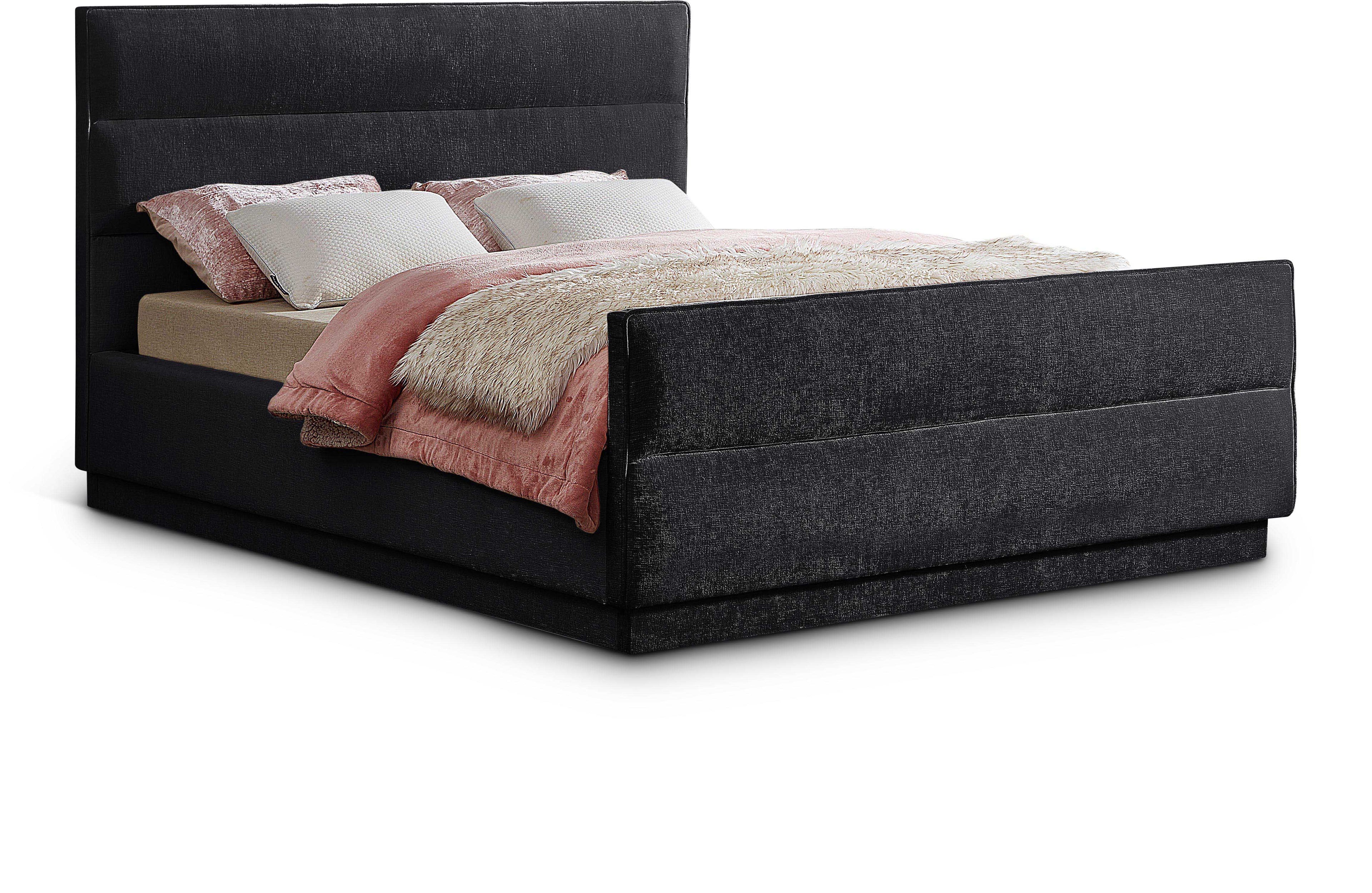 Paxton Black Chenille Fabric King Bed (3 Boxes)