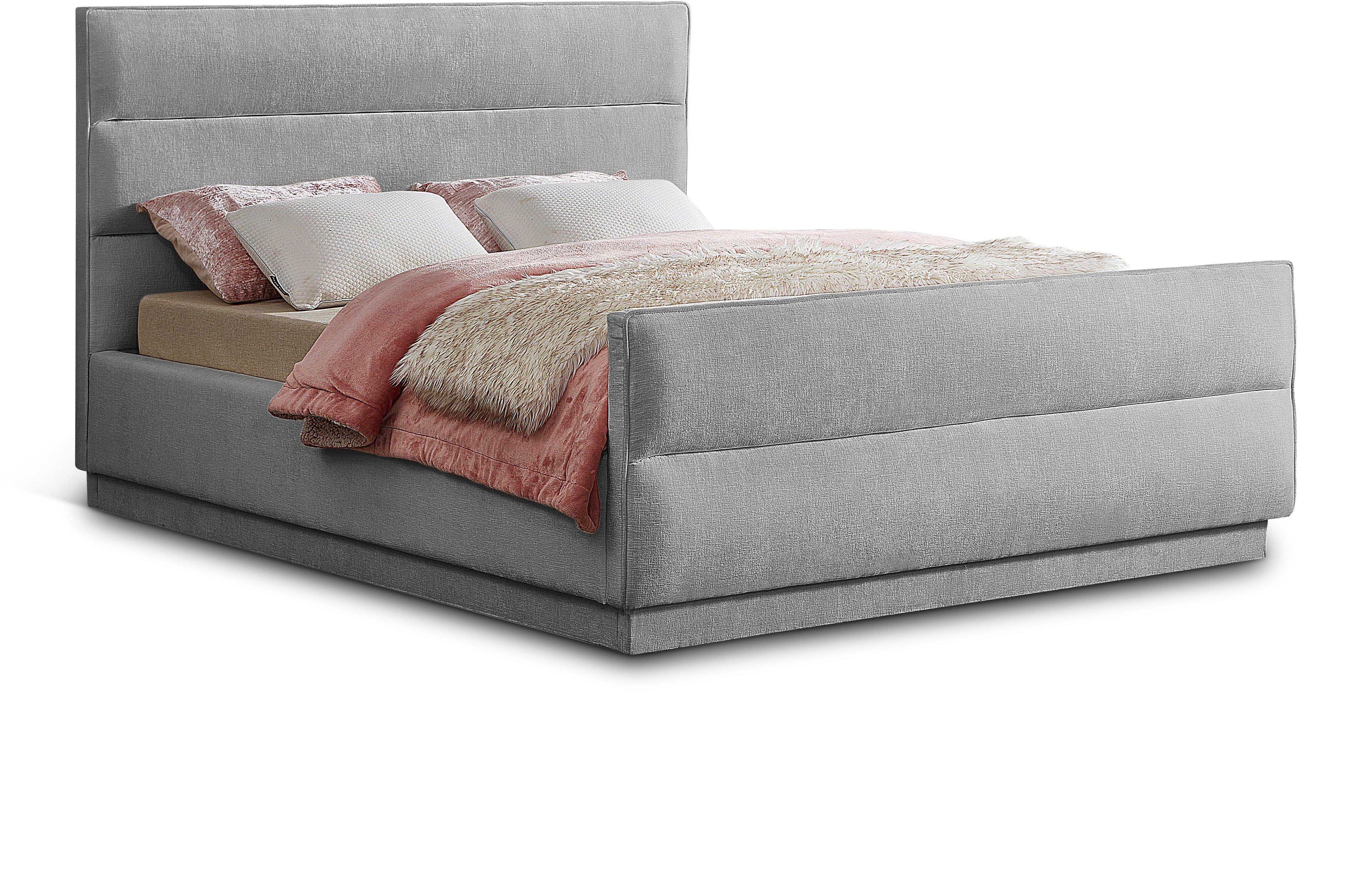 Paxton Grey Chenille Fabric King Bed (3 Boxes)