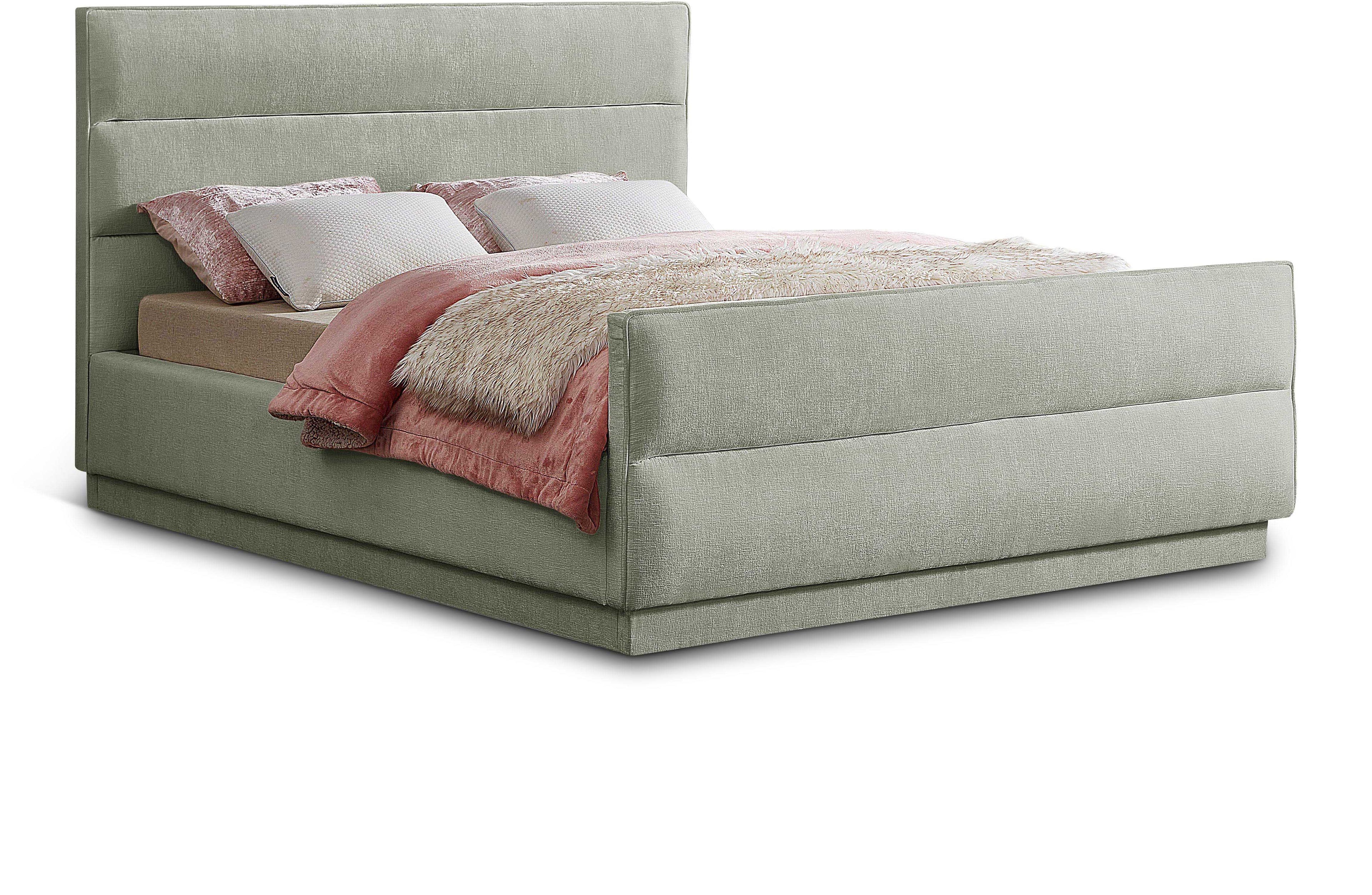 Paxton Mint Chenille Fabric King Bed (3 Boxes)