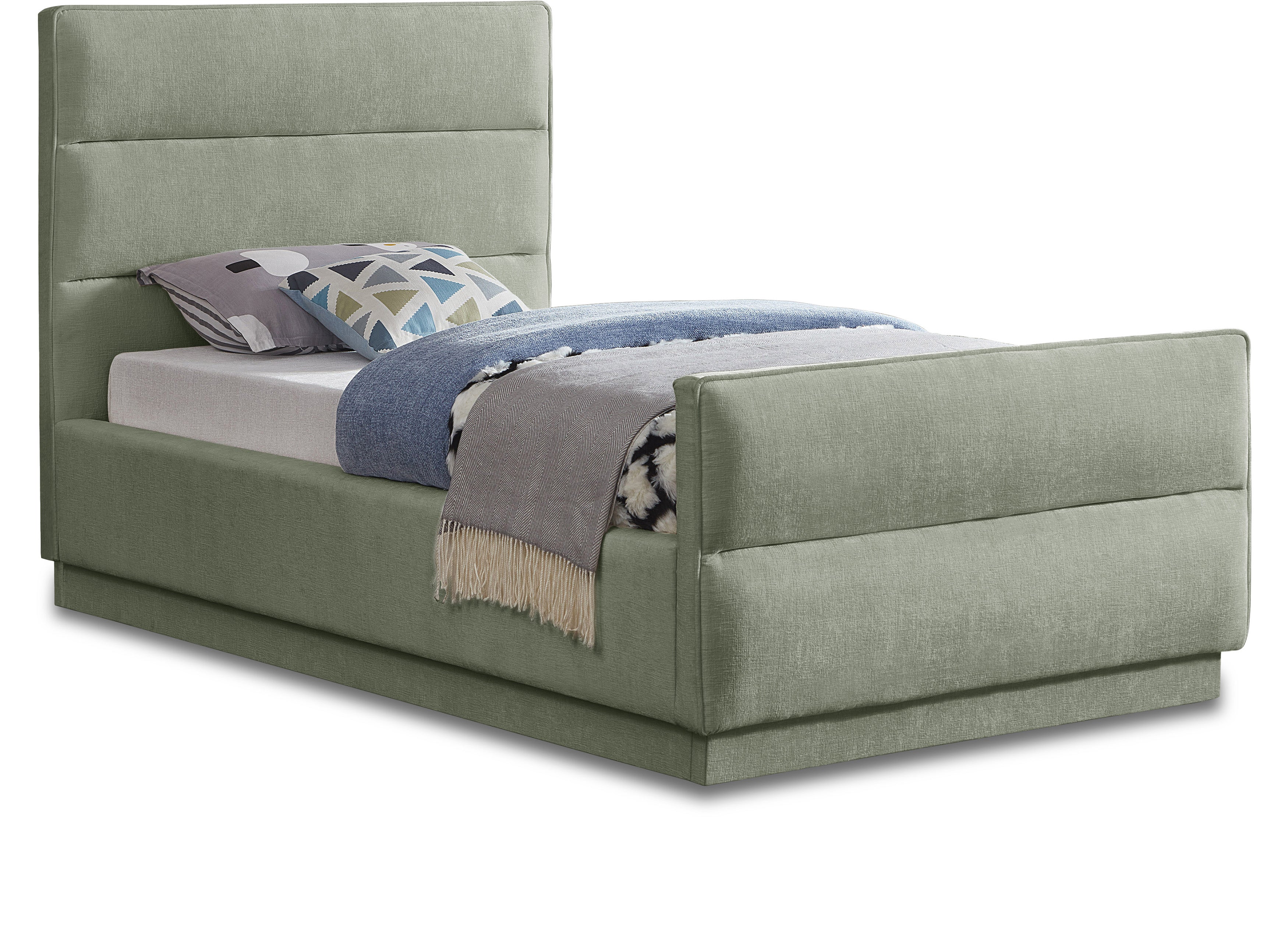 Paxton Mint Chenille Fabric Twin Bed (3 Boxes)