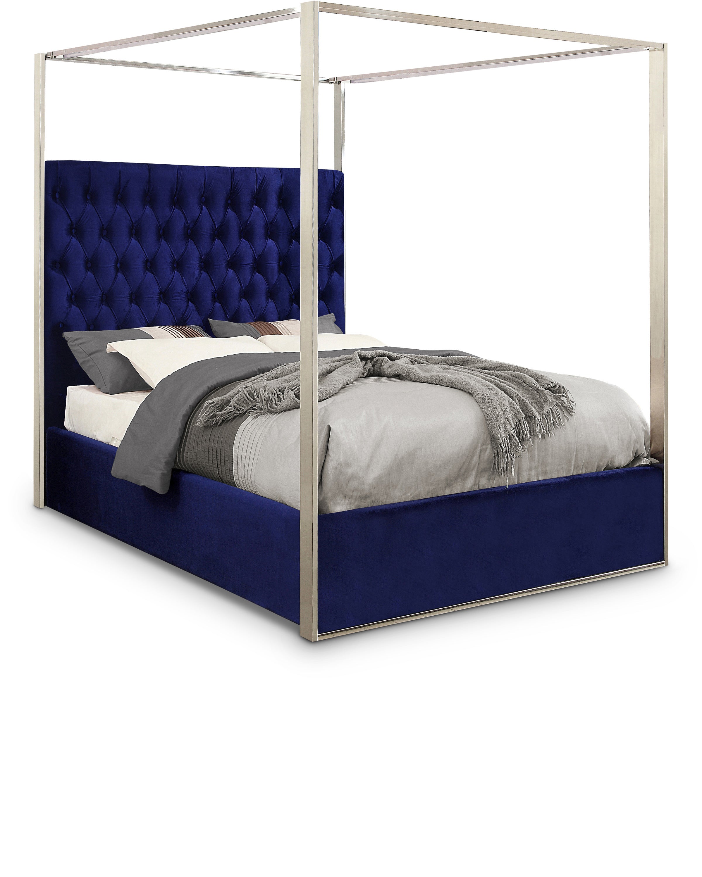 Porter Navy Velvet King Bed