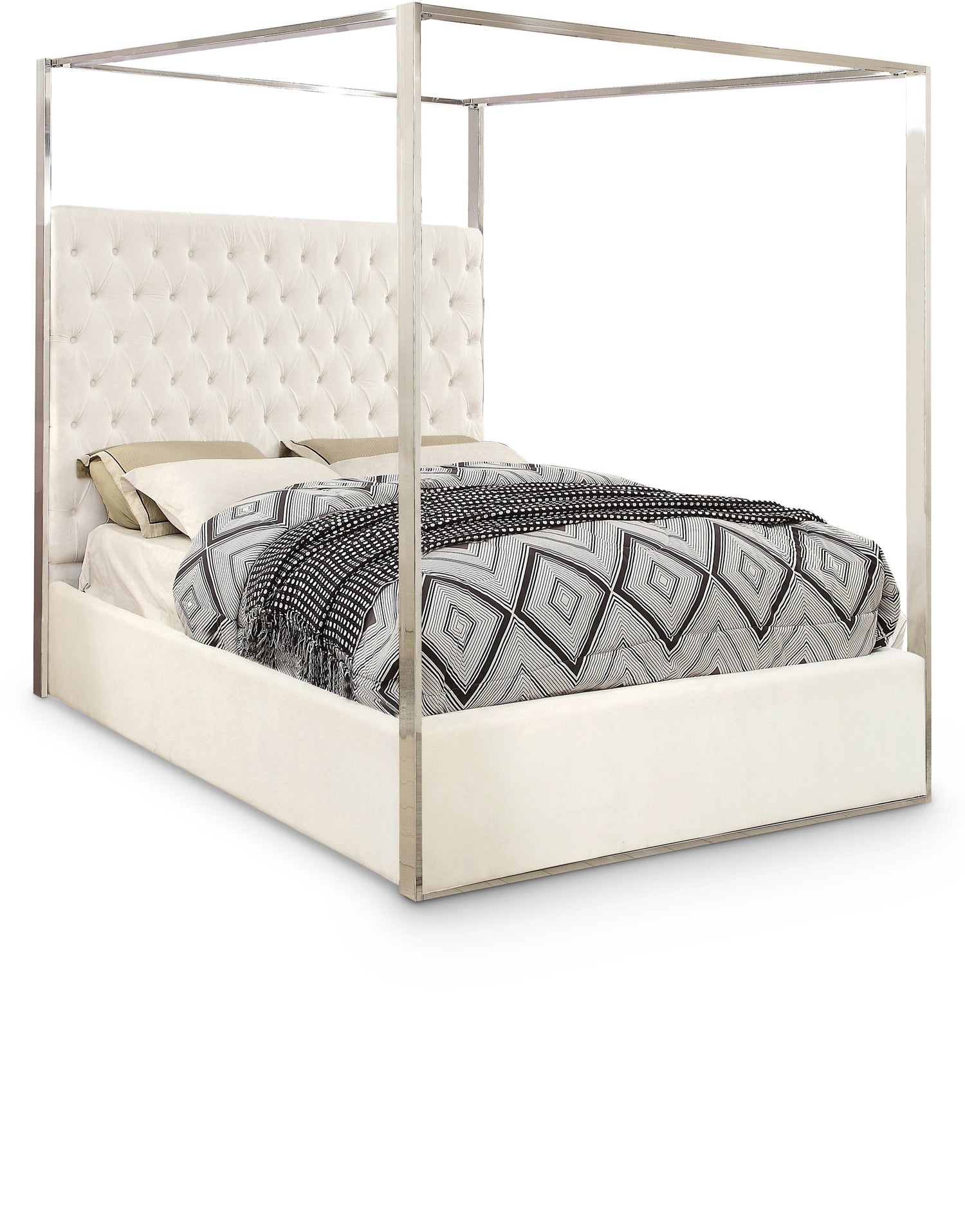 Porter White Velvet King Bed