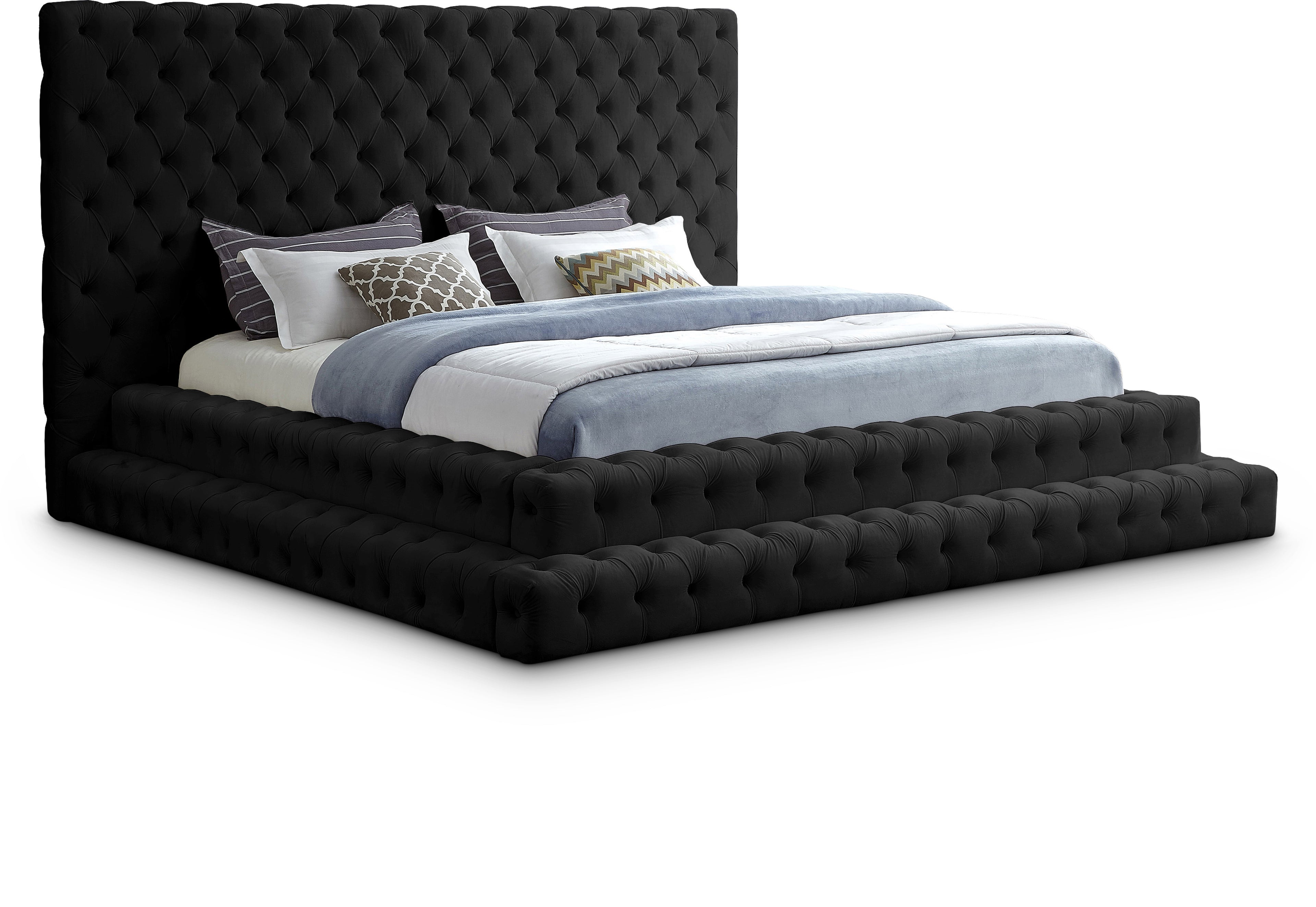 Revel Black Velvet King Bed (3 Boxes)