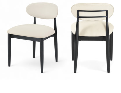 Riccio Vegan Leather Upholstered Dining Side Chair - Black Frame