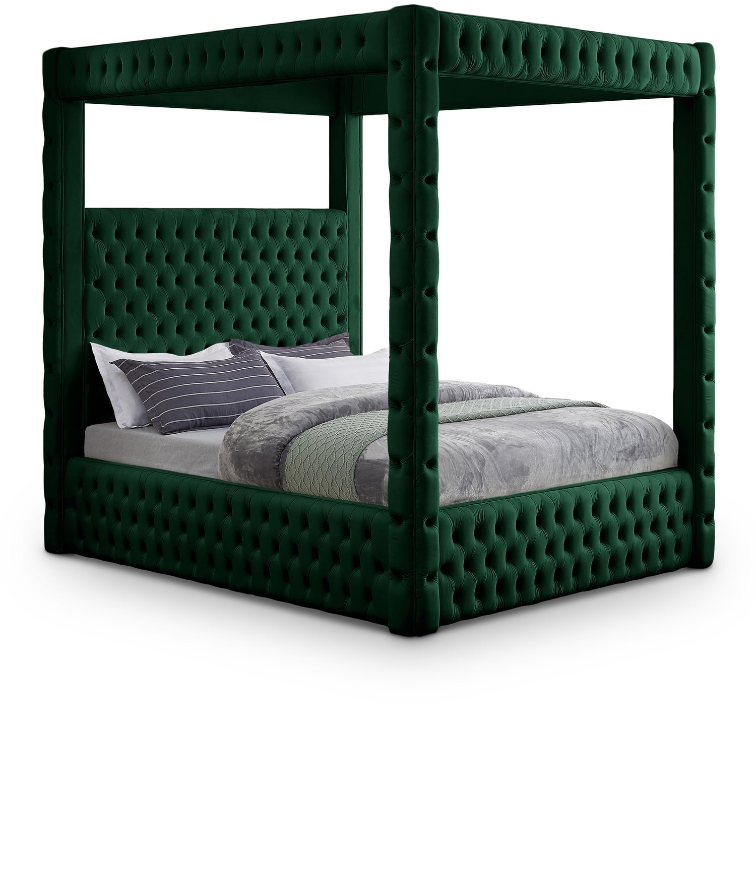 Royal Green Velvet King Bed (4 Boxes)