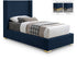 Royce Navy Linen Textured Fabric Twin Bed (3 Boxes)