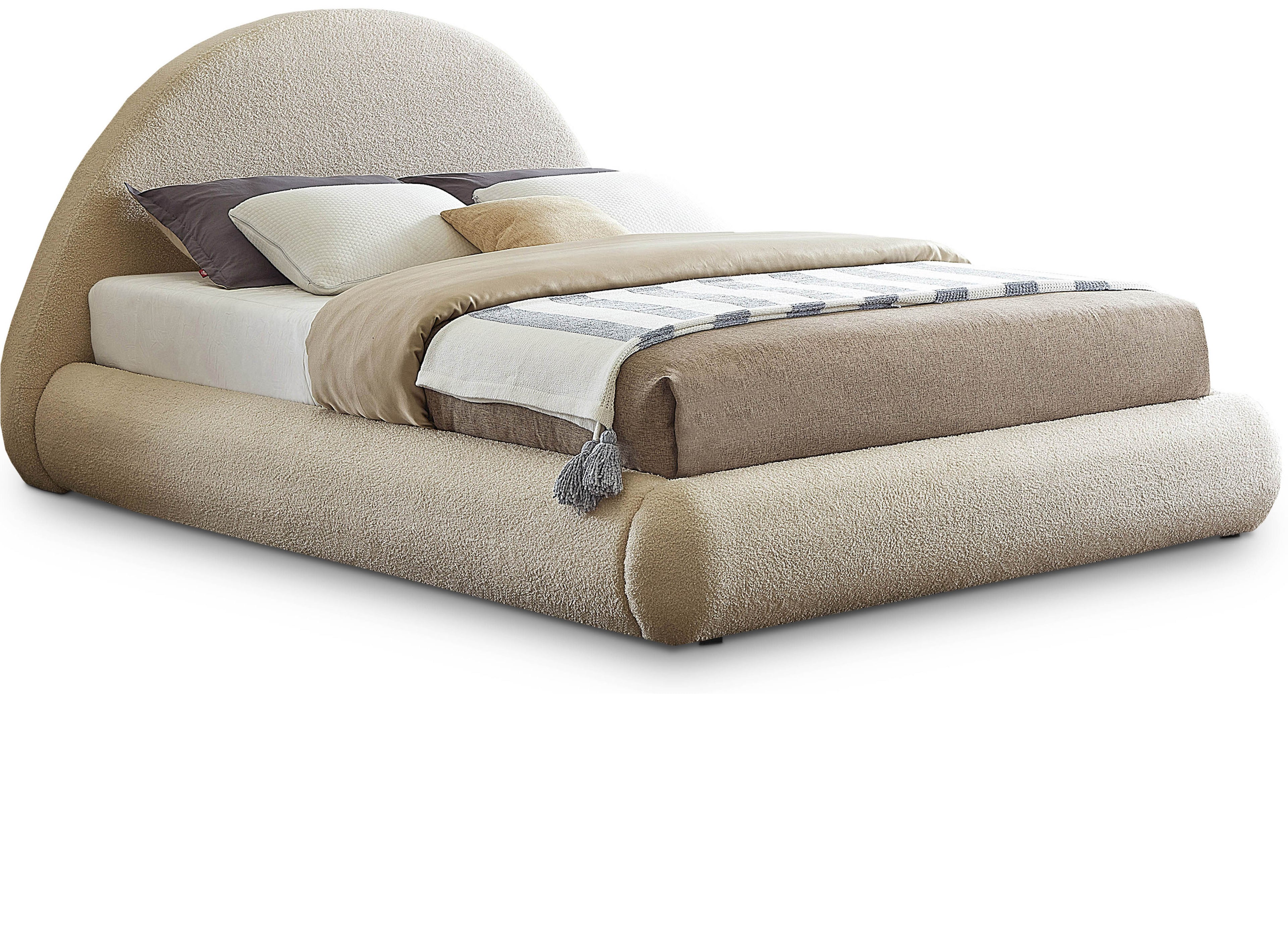 Rudy Beige Teddy Fabric King Bed