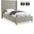 Savan Cream Velvet Twin Bed