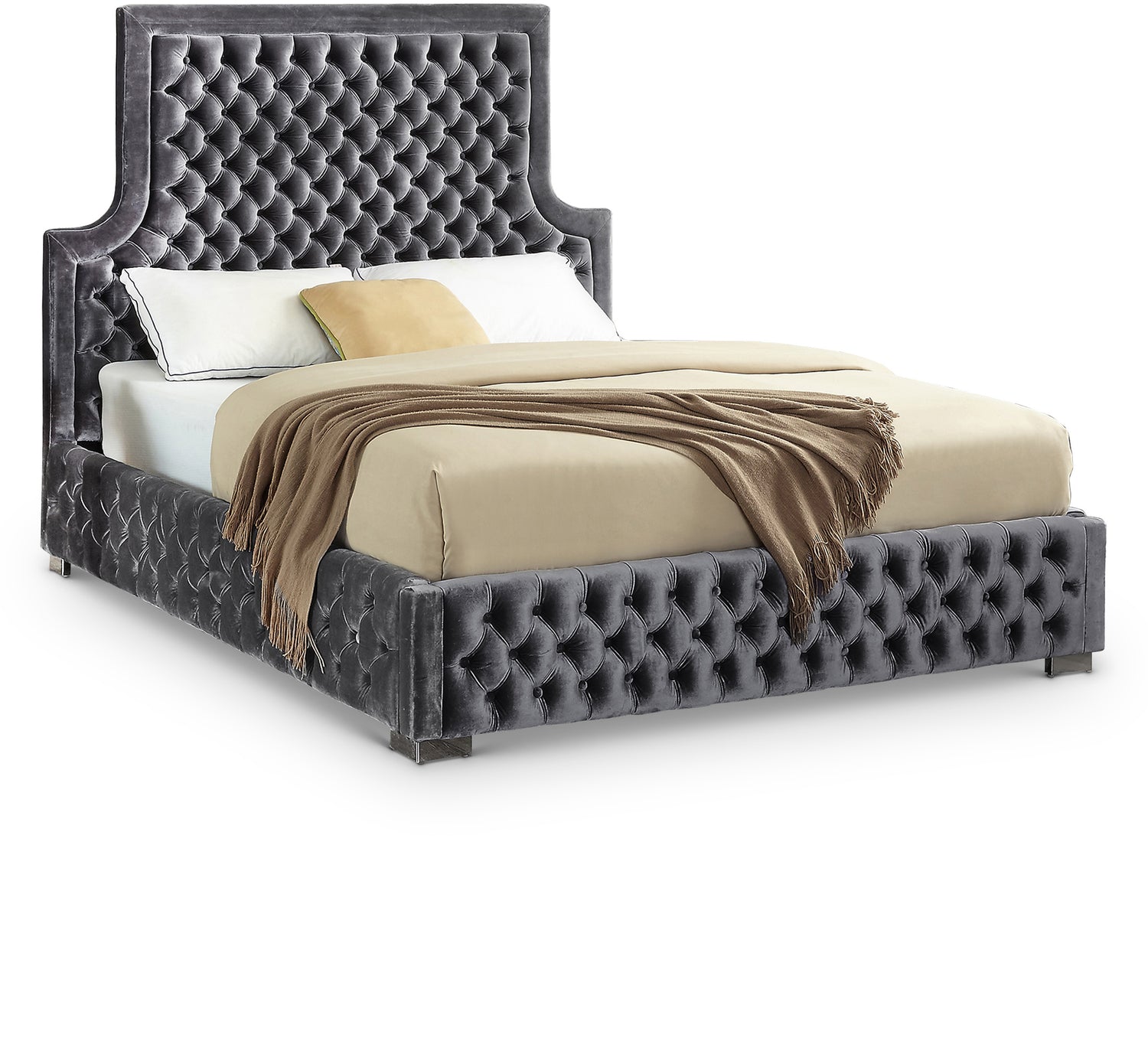 Sedona Grey Velvet King Bed