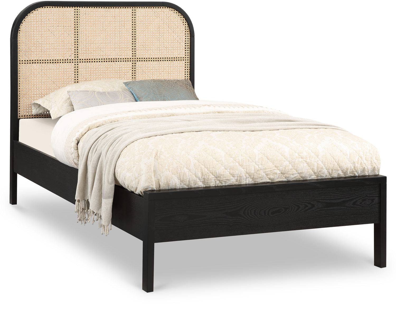 Siena Black Ash Wood Twin Bed (3 Boxes)