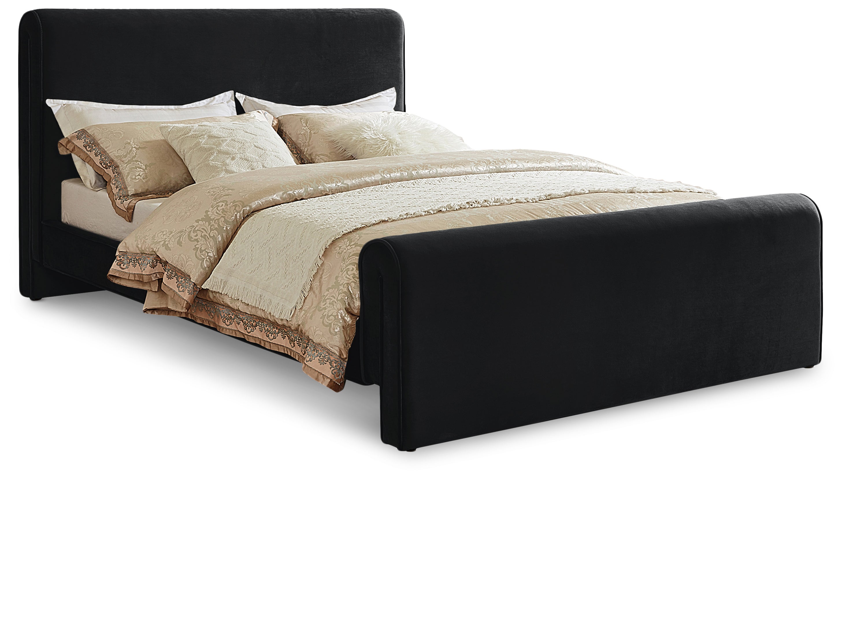 Sloan Black Velvet Full Bed (3 Boxes)