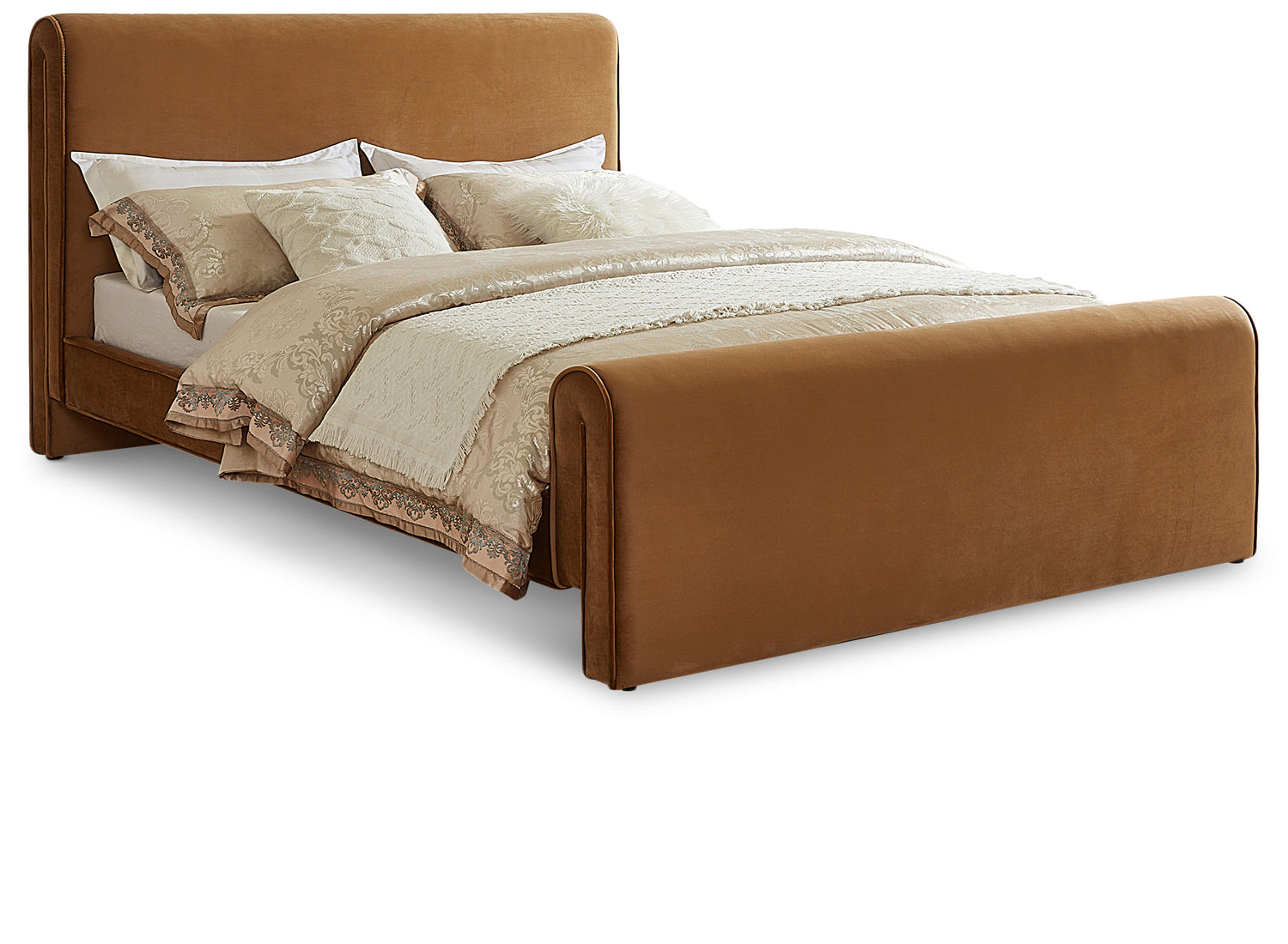 Sloan Saddle Velvet King Bed (3 Boxes)