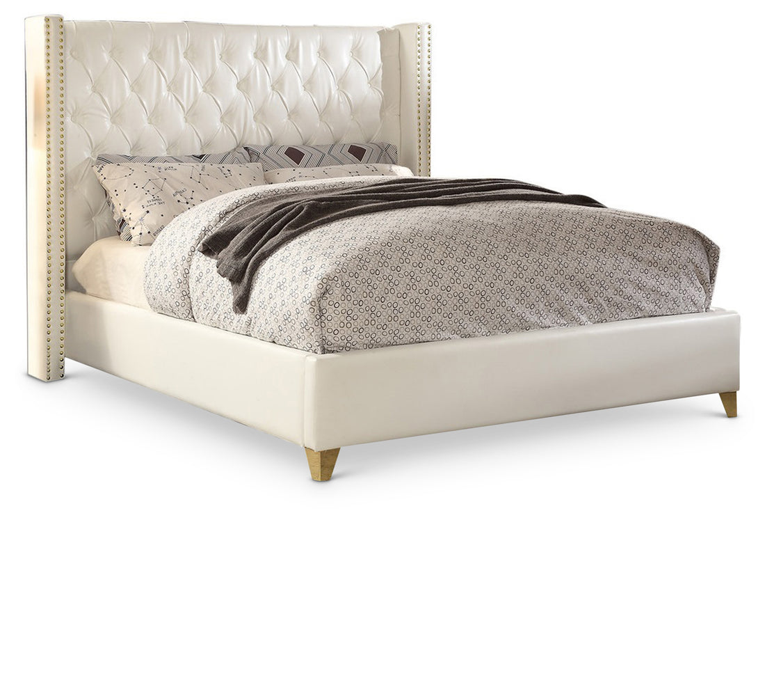 Soho White Vegan Leather Full Bed