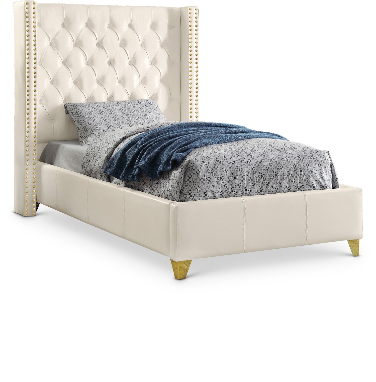 Soho White Vegan Leather Twin Bed