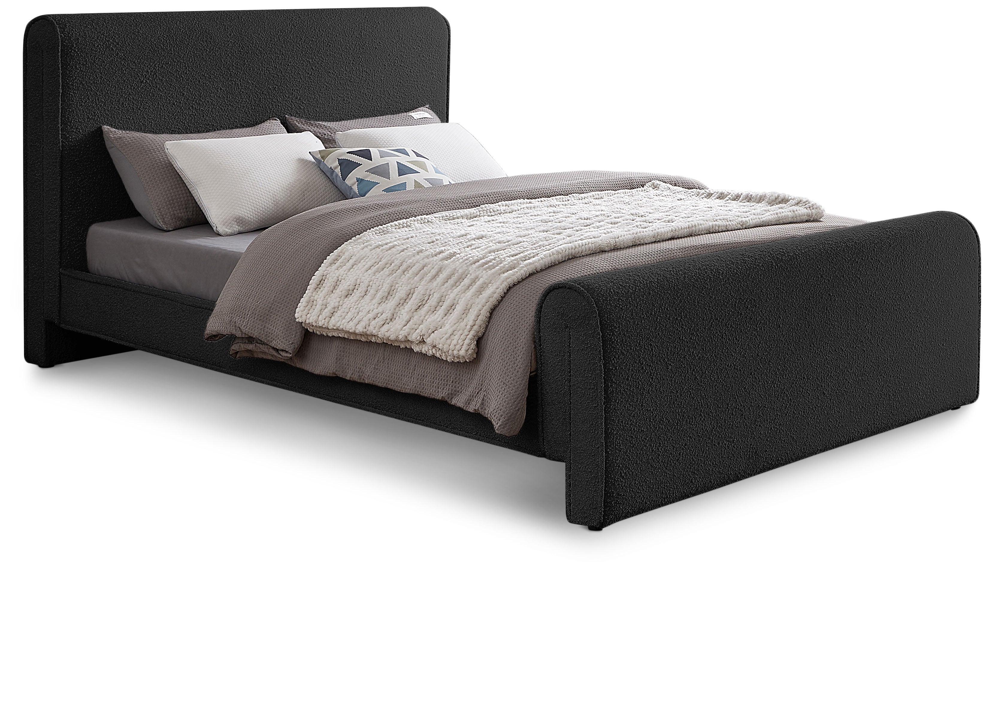 Stylus Black Boucle Fabric Full Bed (3 Boxes)