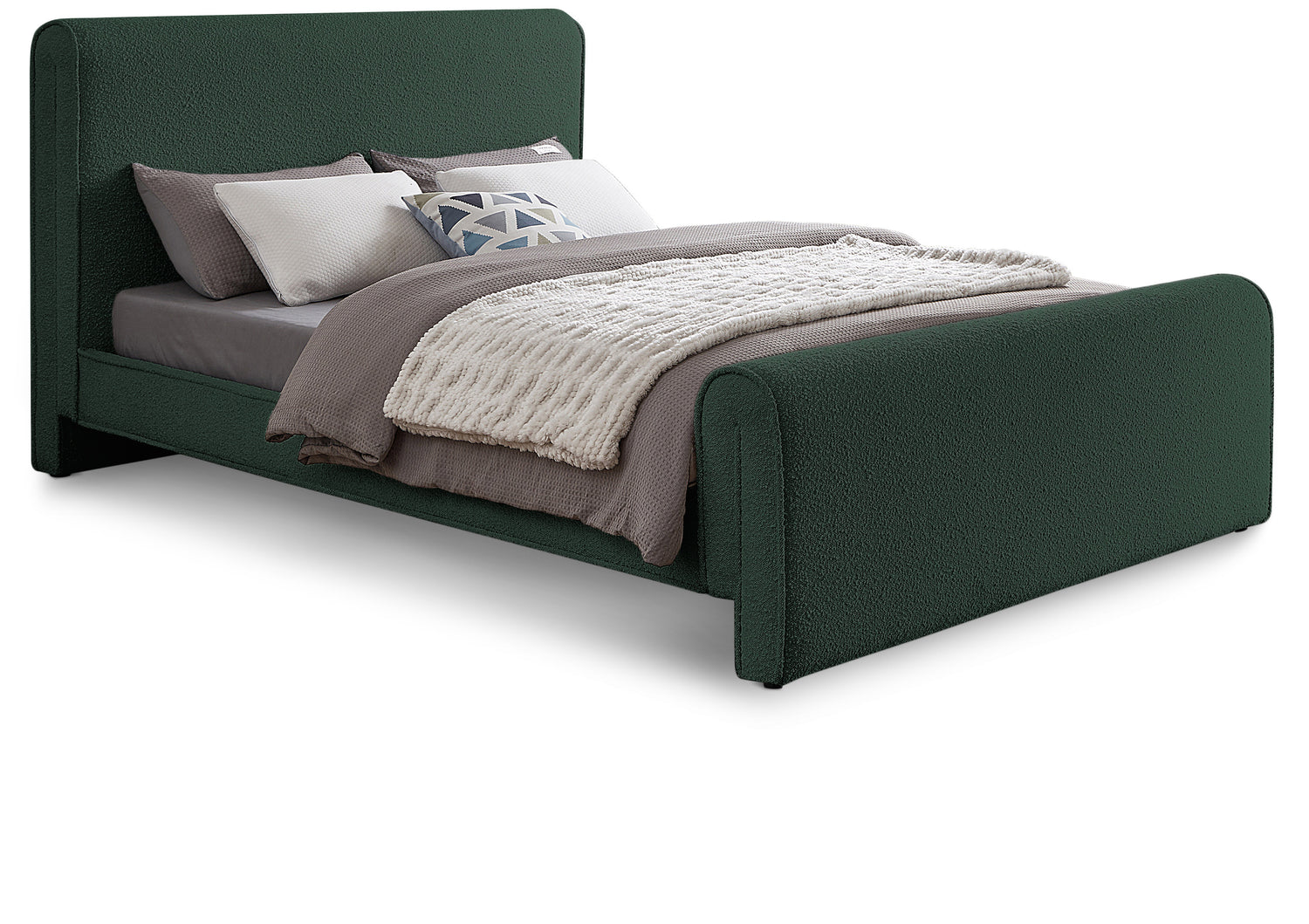 Stylus Green Boucle Fabric Full Bed (3 Boxes)