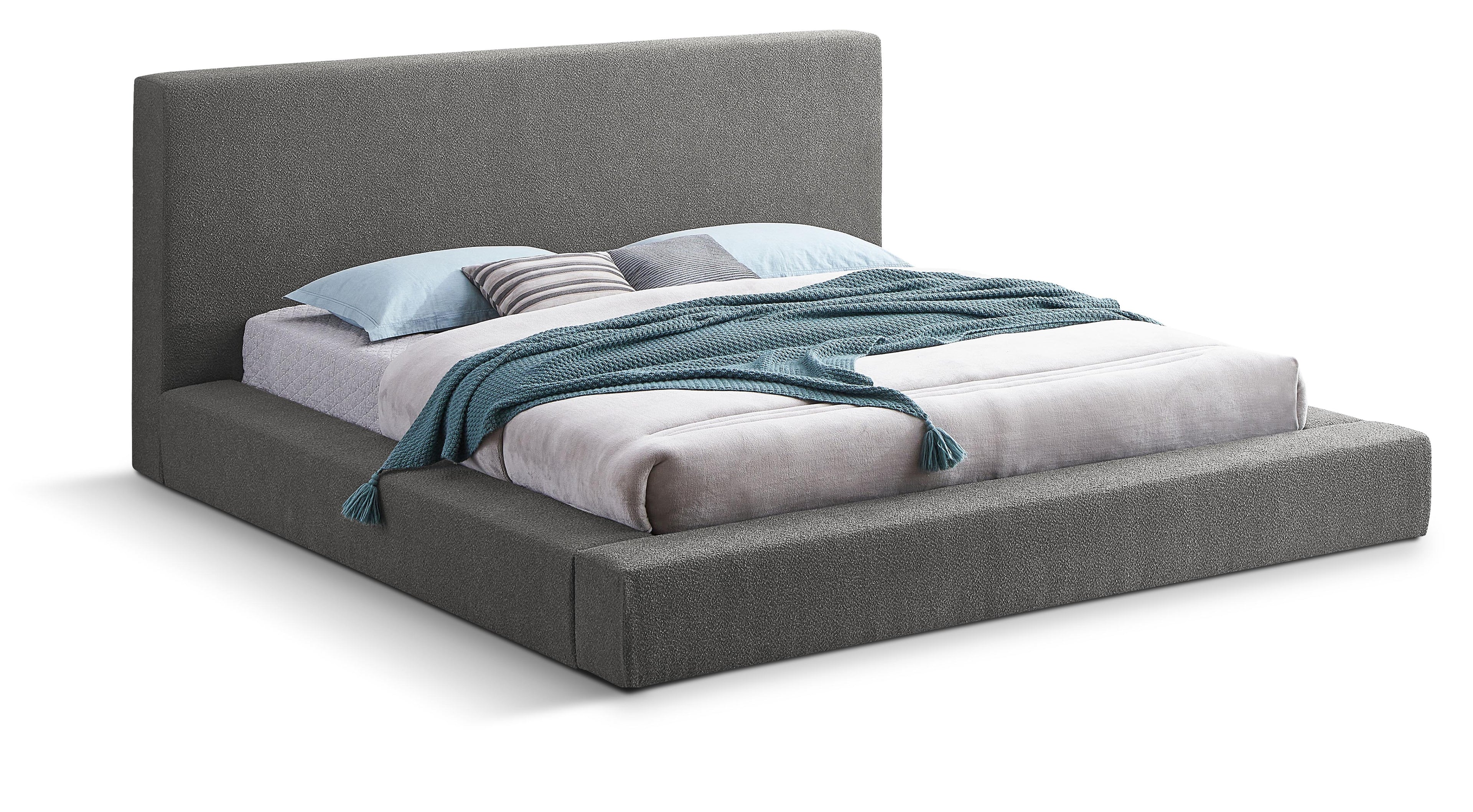 Terra Grey Boucle Fabric King Bed