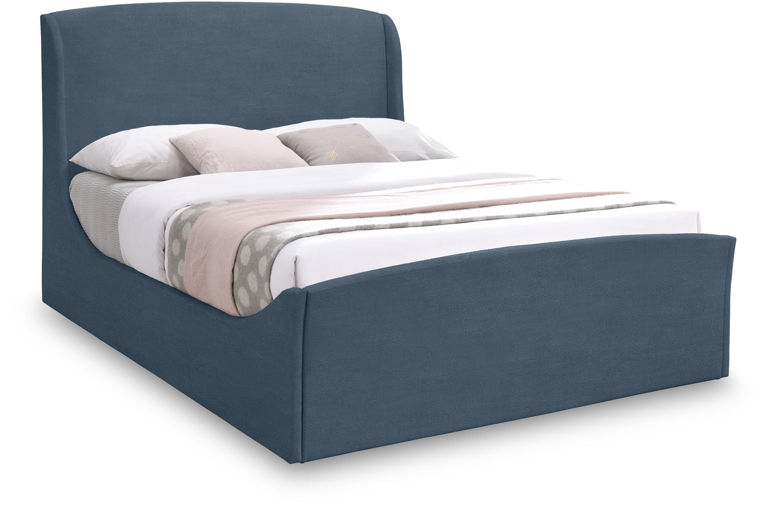 Tess Blue Velvet Queen Bed (3 Boxes)