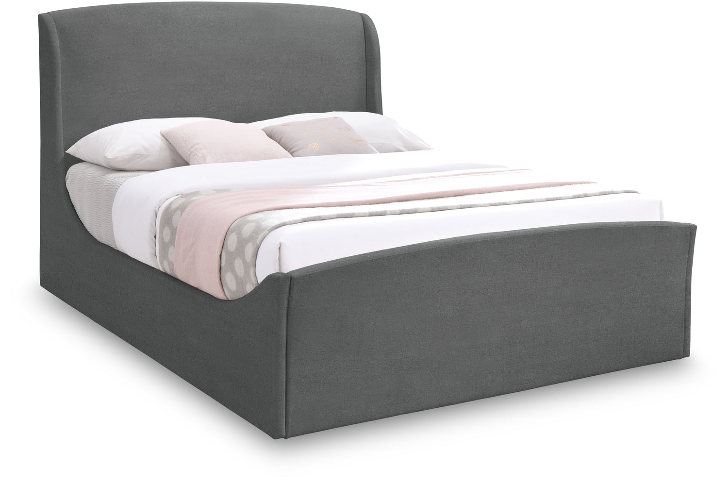 Tess Grey Velvet Queen Bed (3 Boxes)