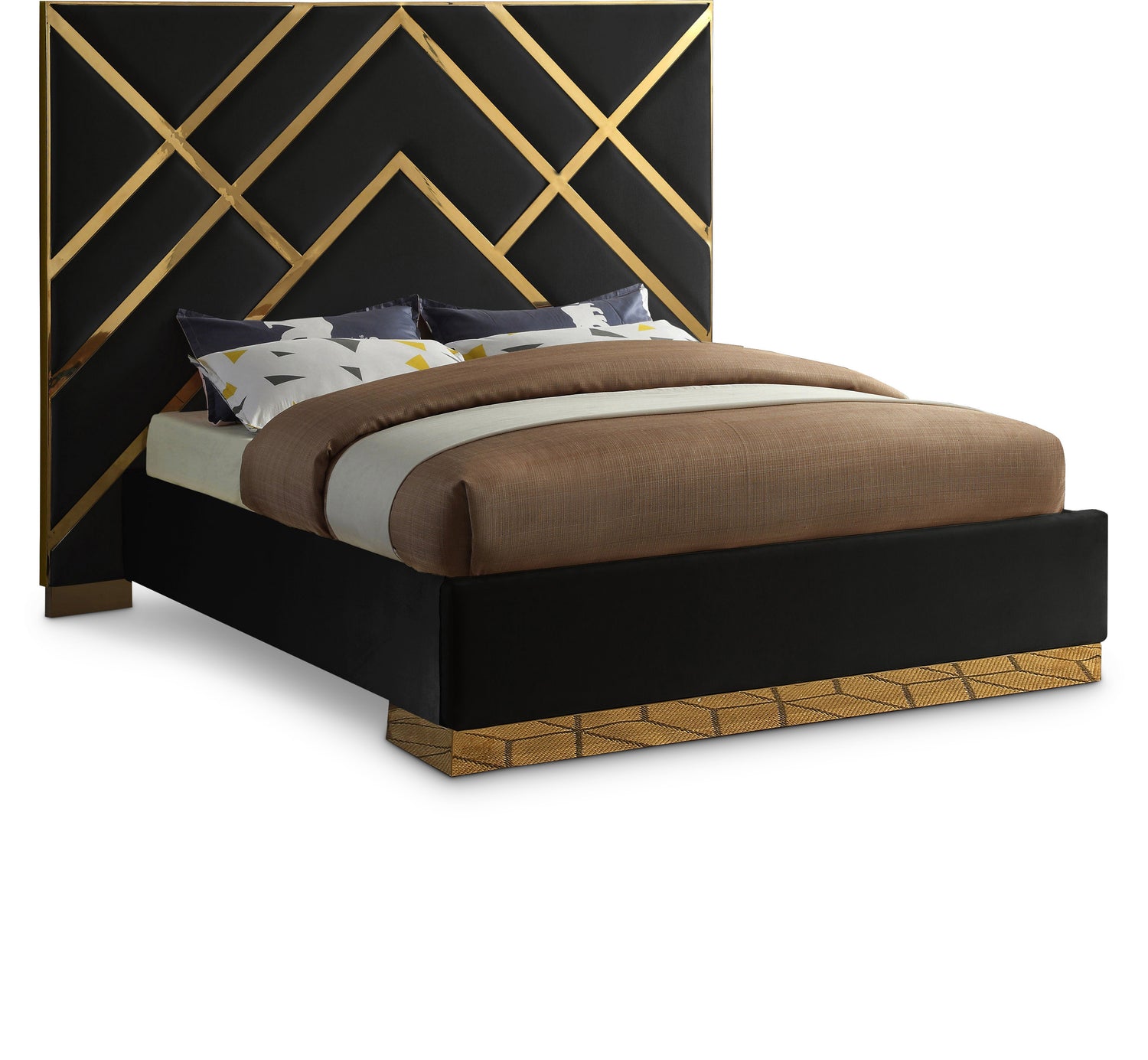 Vector Black Velvet King Bed