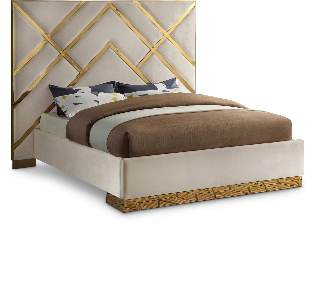 Vector Cream Velvet King Bed