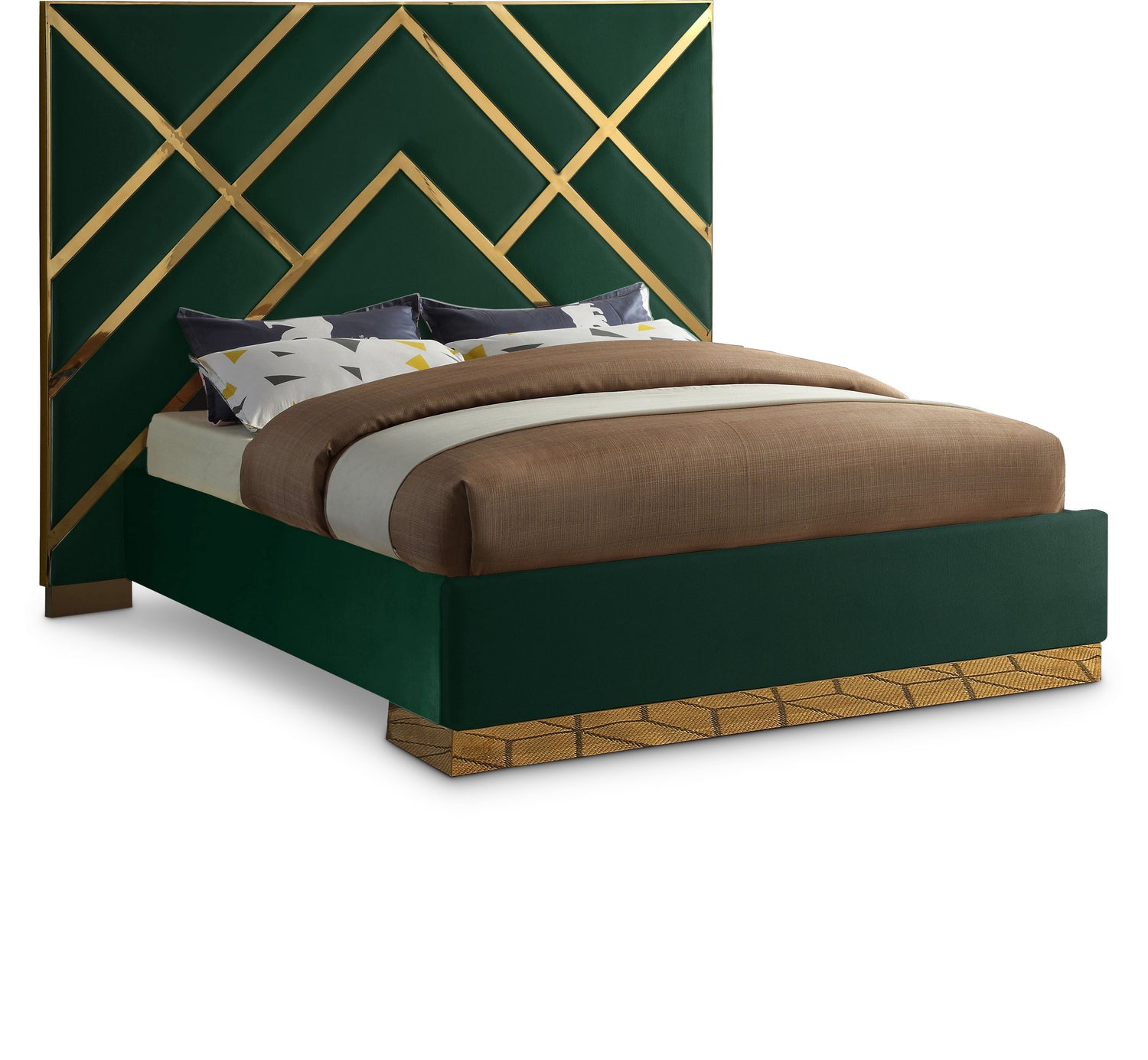 Vector Green Velvet King Bed