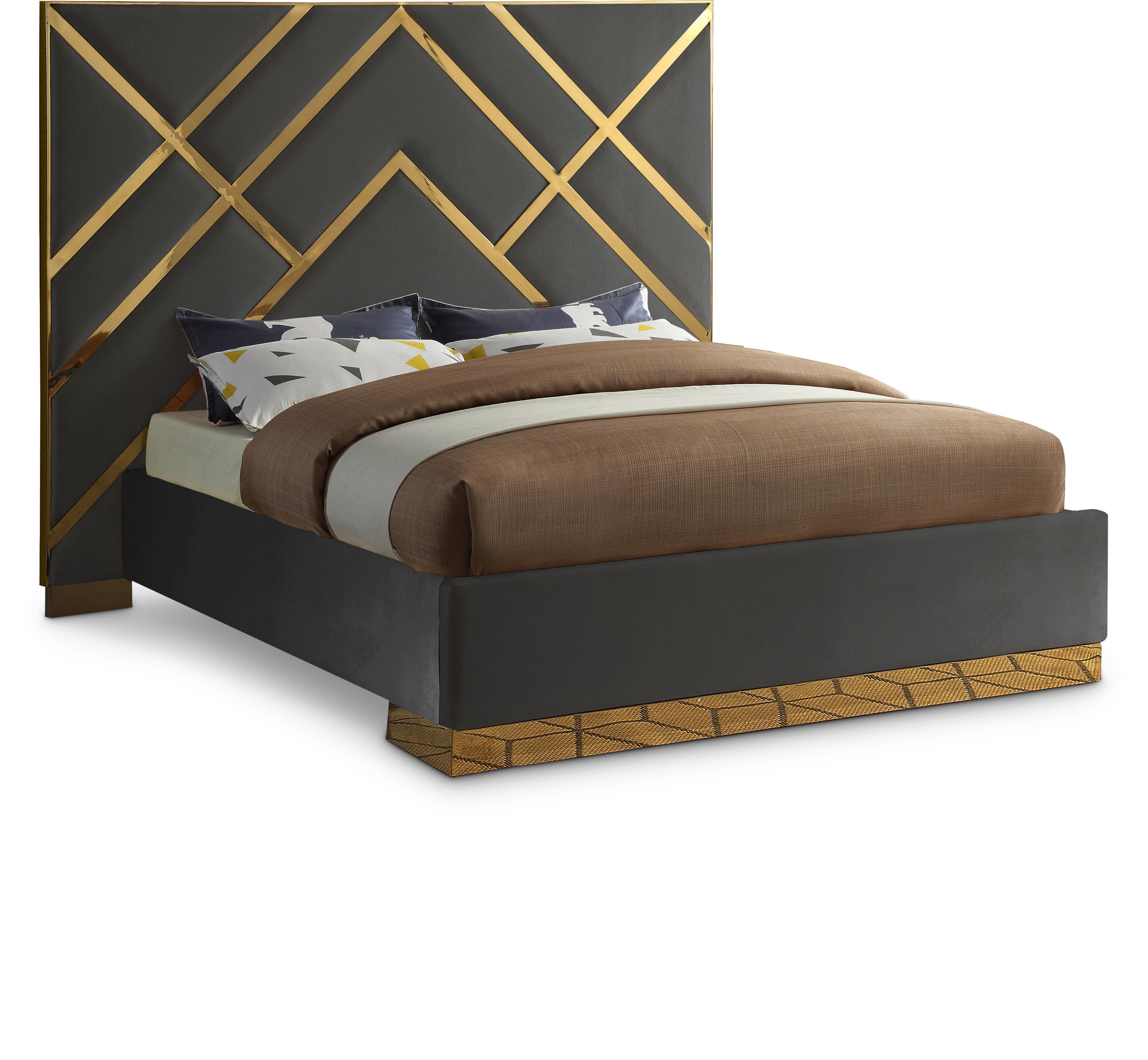 Vector Grey Velvet King Bed