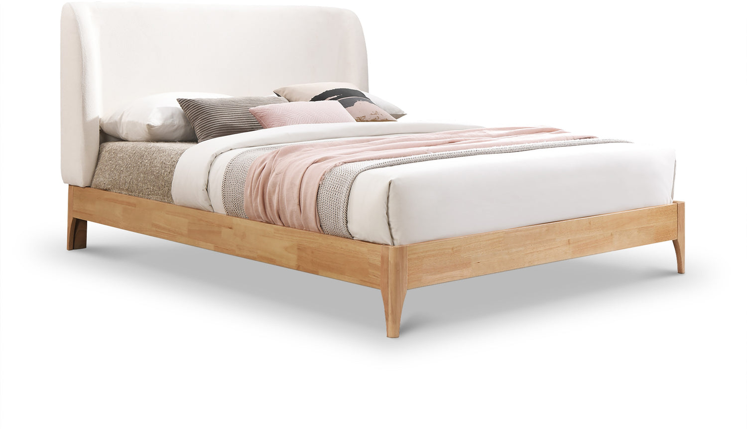 Ventura Cream Polyester Fabric King Bed