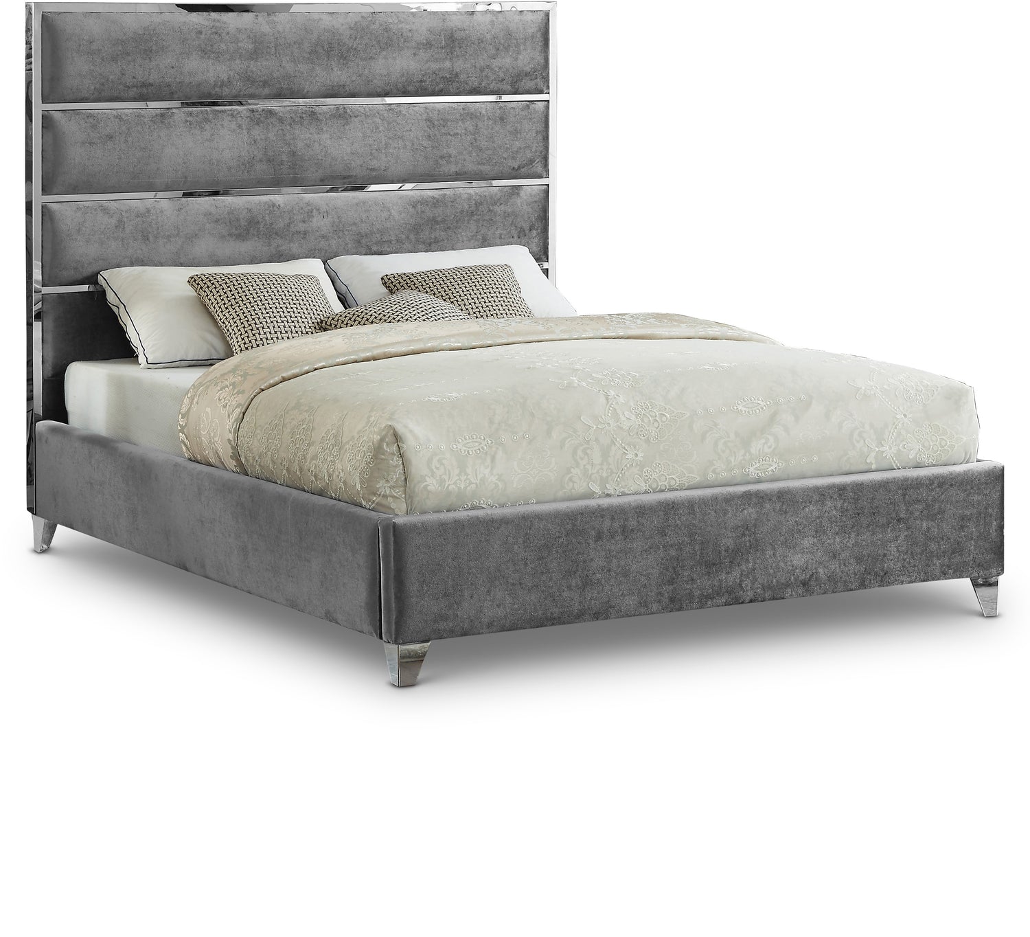 Zuma Grey Velvet King Bed