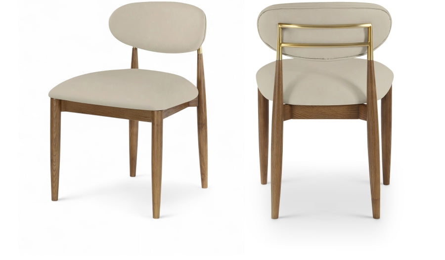 Riccio Vegan Leather Upholstered Dining Side Chair - Walnut Finish