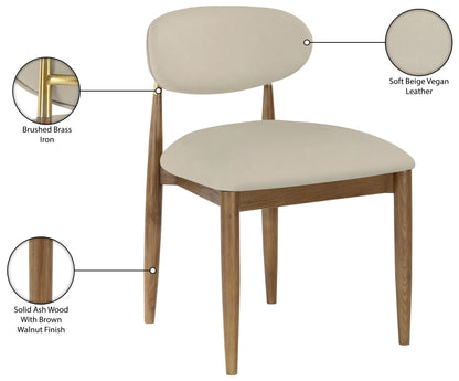 Riccio Vegan Leather Upholstered Dining Side Chair - Walnut Finish