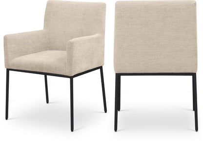 Reeves Chenille Fabric Upholstered Dining Arm Chair