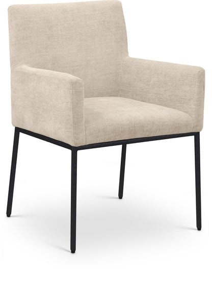Reeves Chenille Fabric Upholstered Dining Arm Chair