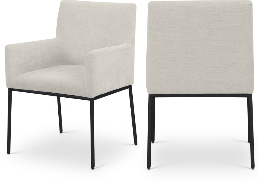 Reeves Chenille Fabric Upholstered Dining Arm Chair