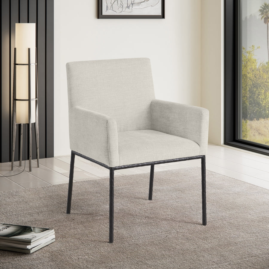 Reeves Chenille Fabric Upholstered Dining Arm Chair