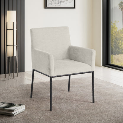 Reeves Chenille Fabric Upholstered Dining Arm Chair