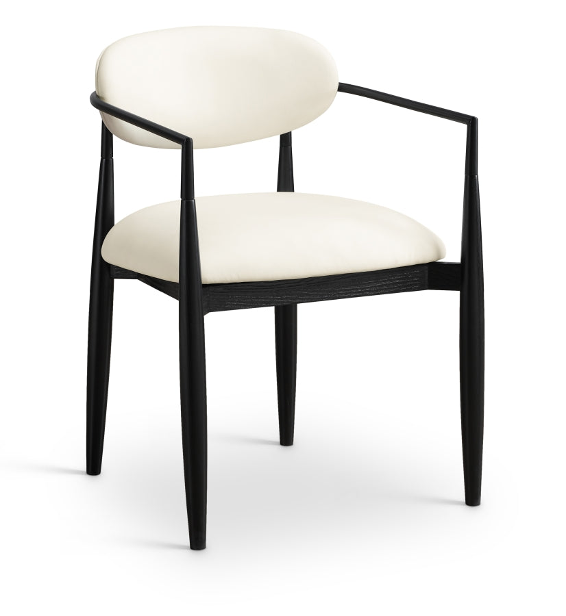 Riccio Vegan Leather Upholstered Dining Arm Chair - Black Frame