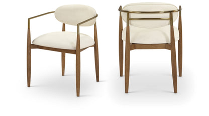 Riccio Vegan Leather Upholstered Dining Arm Chair - Walnut Finish