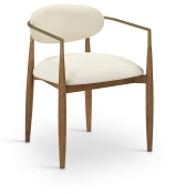 Riccio Vegan Leather Upholstered Dining Arm Chair - Walnut Finish