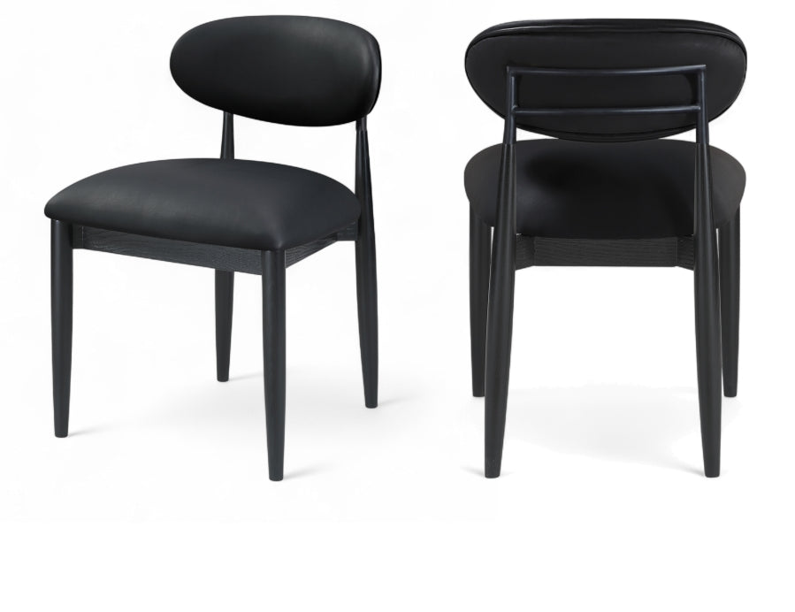 Riccio Vegan Leather Upholstered Dining Side Chair - Black Frame