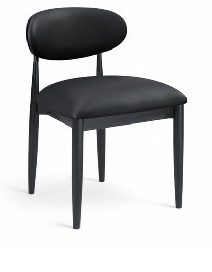 Riccio Vegan Leather Upholstered Dining Side Chair - Black Frame