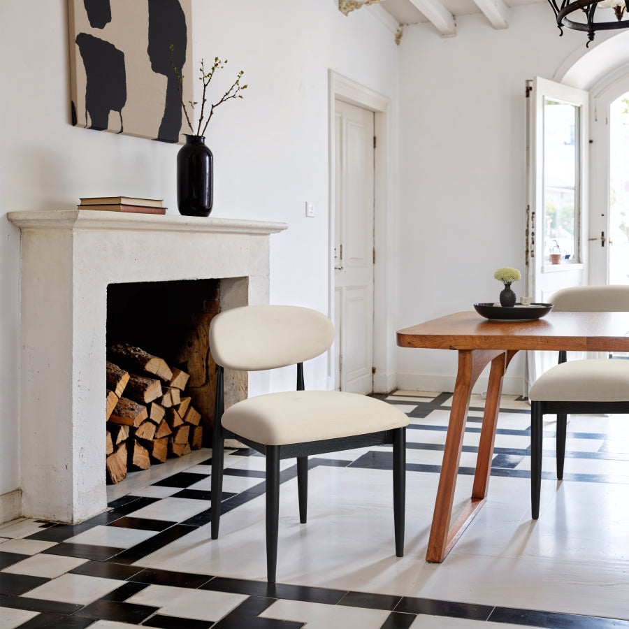 Riccio Vegan Leather Upholstered Dining Side Chair - Black Frame