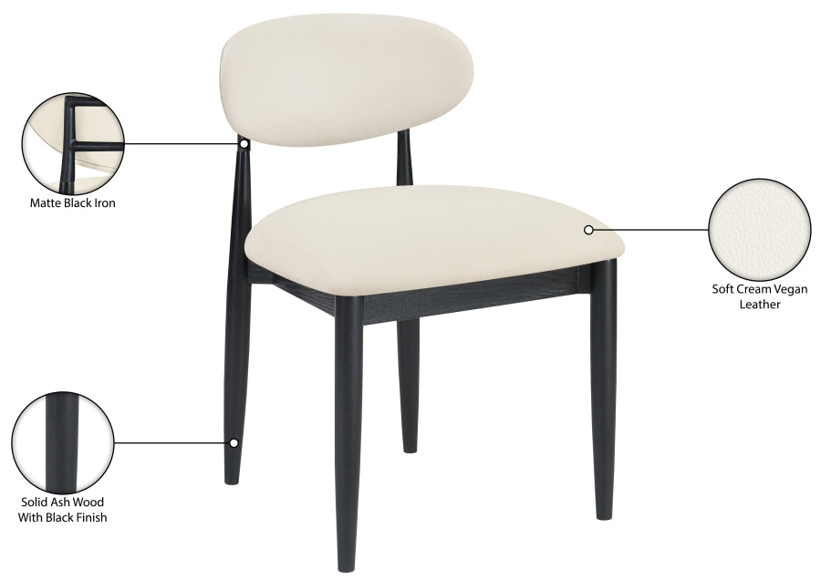 Riccio Vegan Leather Upholstered Dining Side Chair - Black Frame